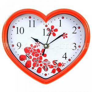 Часы настенные "Сердце" 20х18см мягкий ход, пластм., красный