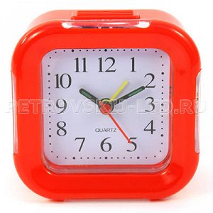 Часы-будильник "Классика" 8,5х8,5см пластм., с подсветкой, ц