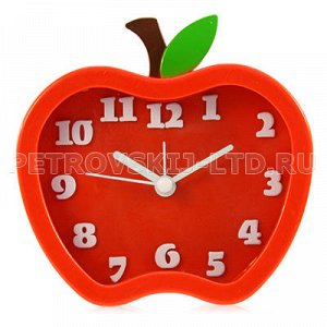 Часы-будильник "Яблоко" 11х3,5х11см пластм., цвета микс (Кит
