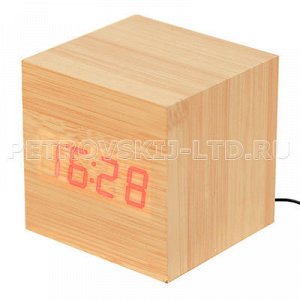 Часы-будильник электронные "Куб" 6,3х6х6,3см, питание: USB-к