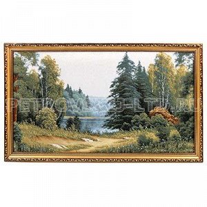 Картина 65х35см гобелен "Река в лесу" , евро, деревянная рам