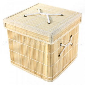 Коробка бамбуковая 20х20х20см, белая, складная (Вьетнам)