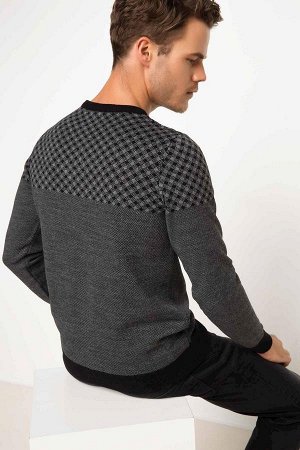 свитер Akrilik 100% Длинный рукав для мужчин Свитер; Узкий крой; V-образная горловина; стандартный Рост;