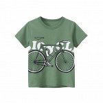 Детская футболка с велосипедом, цвет зеленый