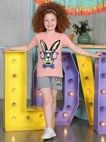 Комплект для девочек Baby Style МД 005 футболка и шорты. 100%Хлопок. пр. Узбекистан.