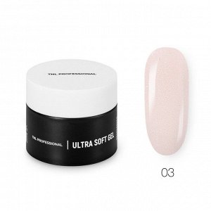 Низкотемпературный однофазный гель для ногтей TNL Ultra Soft №03 камуфлирующий нежно-розовый с шиммером, 15мл