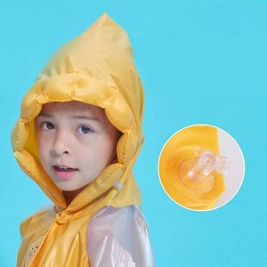 Дождевик детский с надувным капюшоном/Плащ дождевик на кнопках с капюшоном