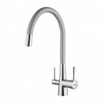 LM3075C-Silver &quot;COMFORT&quot; Смеситель для кухни, с гибким изливом, с подключением к фильтру питьевой во