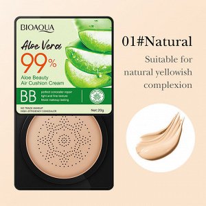 BIOAQUA  ALOE VERA 99% Кушон для лица с экстрактом алое (01 натуаральный), 20г