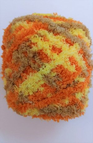 Пряжа махровая Китай 100гр цв. желтый/оранжевый/коричневый