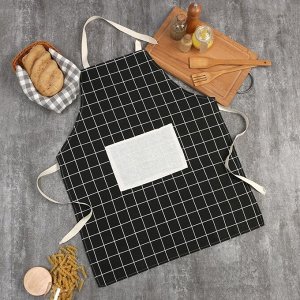 Фартук Экономь и Я «Клетка», чёрный, 56x70 ± 4 см, 100% хл, рогожка