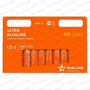 Батарейка щелочная Airline, AAA (LR03), 1.5В, 12 шт, арт. AAA-12