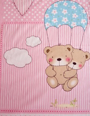 Осьминожка Комплект детского белья 1,5 спальный 3 предмета сатин цвет №34 Розовый фон мишка крупный в сердце с цветочками
