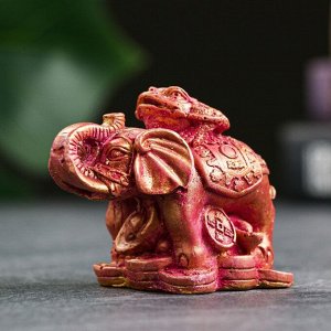 Фигура "Слон с черепахой" бордовая с золотым, 12х8х8см