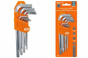 Набор ключей "HEX" 9 шт.:1.5-10 мм, длинные с шаром, CR-V сталь "Алмаз" TDM (SQ1020-0104)