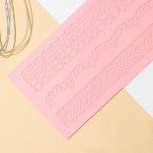 Силиконовый коврик для айсинга Доляна «Ретро», 40x12 см, цвет розовый