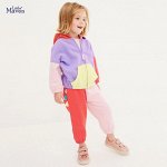 Детский костюм из брюк и толстовки на молнии, цвет желтый, красный, розовый