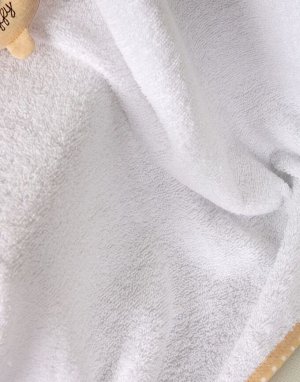 Полотенце-уголок детское махровое с вышивкой+рукавичка для купания 80*90 см цвет Мишка с поясом