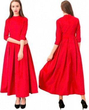 Длинное платье с рукавами средней длины Цвет: КРАСНЫЙ
