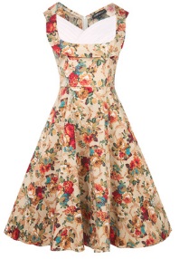Платье в ретро стиле с цветочным принтом без рукавов Цвет: ЖЕЛТЫЙ (РАЗНЫЕ ЦВЕТЫ)