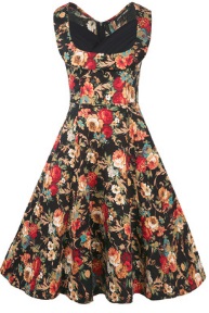 Платье в ретро стиле с цветочным принтом без рукавов Цвет: ЧЕРНЫЙ (РАЗНЫЕ ЦВЕТЫ)