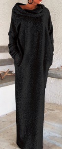 Теплое платье с воротником-хомут и длинными рукавами Цвет: ЧЕРНЫЙ