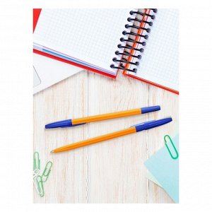 Ручка шариковая "Стамм" 511 ORANGE, узел 0.7 мм, чернила синие, стержень 152 мм