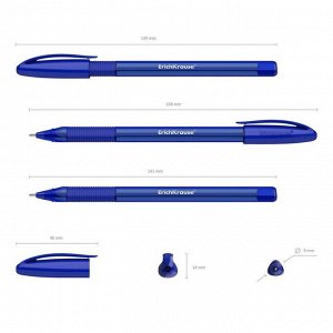Ручка шариковая ErichKrause U-109 Original Stick&amp;Grip, игольчатый узел 1,0 мм, чернила синие, ультра-мягкое письмо