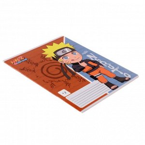 Тетрадь 12 листов в линейку на скрепке "Naruto", обложка мелованный картон, ВД-лак, блок офсет, МИКС