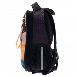 Рюкзак каркасный 38 х 29 х 15 см, 3D эффект, Hatber Ergonomic light "СкейтБорд", чёрный/оранжевый/синий NRk_71041