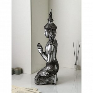 Садовая фигура "Будда", полистоун, 73 см, серебро, 1 сорт, Иран