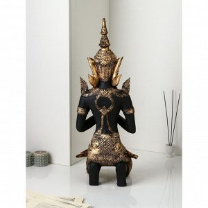 Садовая фигура "Будда", полистоун, 73 см, матово-чёрный, 1 сорт, Иран