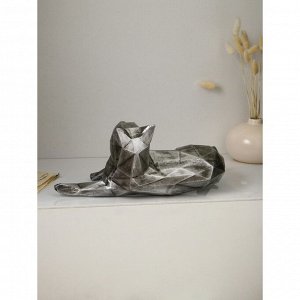 Садовая фигура "Кошка грациозная", полистоун, 26 см, серебро, 1 сорт, Иран