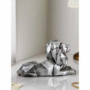 Садовая фигура "Лев",геометрия, полистоун, 21 см, серебро, 1 сорт, Иран