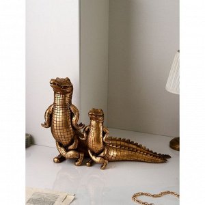 Набор садовых фигур "Крокодильчик", полистоун, 46 см, золото, 1 сорт, Иран