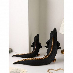Набор садовых фигур "Крокодильчик", полистоун, 46 см, матово-чёрный, 1 сорт, Иран