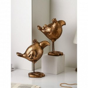 Набор садовых фигур "Птички", полистоун, 44 см, золото, 1 сорт, Иран