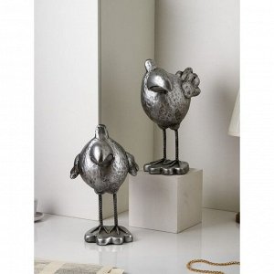 Набор садовых фигур "Птички", полистоун, 44 см, серебро, 1 сорт, Иран