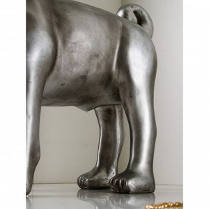 Садовая фигура "Мопс", полистоун, 48 см, серебро, 1 сорт, Иран
