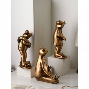 Набор садовых фигур "Лягушки", полистоун, 38 см, золото, 1 сорт, Иран