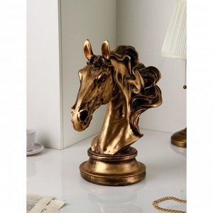 Садовая фигура "Голова коня", полистоун, 44 см, золото, 1 сорт, Иран