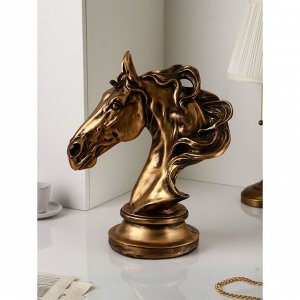 Садовая фигура "Голова коня", полистоун, 44 см, золото, 1 сорт, Иран