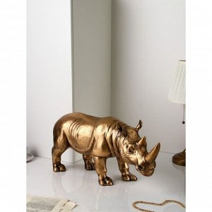 Садовая фигура "Носорог", полистоун, 32см, золото, 1 сорт, Иран