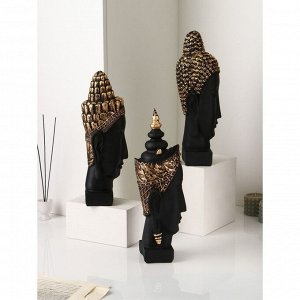 Набор садовых фигур "Будда", полистоун, 40 см, 3 шт, матово-чёрный, 1 сорт, Иран
