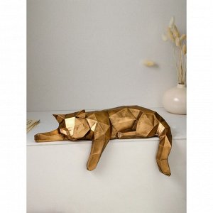 Садовая фигура "Кошка отдыхает", полистоун, 26 см, золото, 1 сорт, Иран