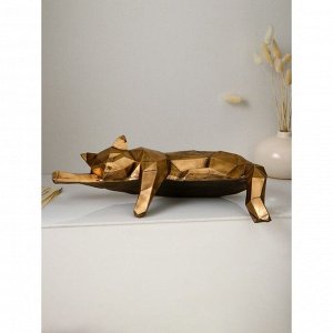 Садовая фигура "Кошка отдыхает", полистоун, 26 см, золото, 1 сорт, Иран