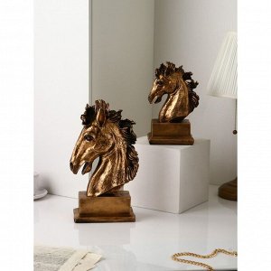 Набор садовых фигур "Голова коня", полистоун, 41 см, 2 шт, золото, 1 сорт, Иран