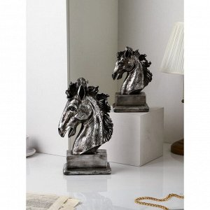 Набор садовых фигур "Голова коня", полистоун, 41 см, серебро, 1 сорт, Иран