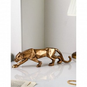 Садовая фигура "Крадущаяся львица", полистоун, 14 см, золото, 1 сорт, Иран