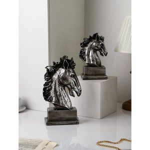 Набор садовых фигур "Голова коня", полистоун, 41 см, серебро, 1 сорт, Иран